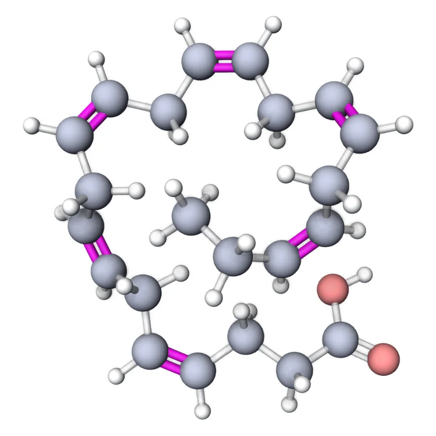 DHA as a 3D ball-and-stick model